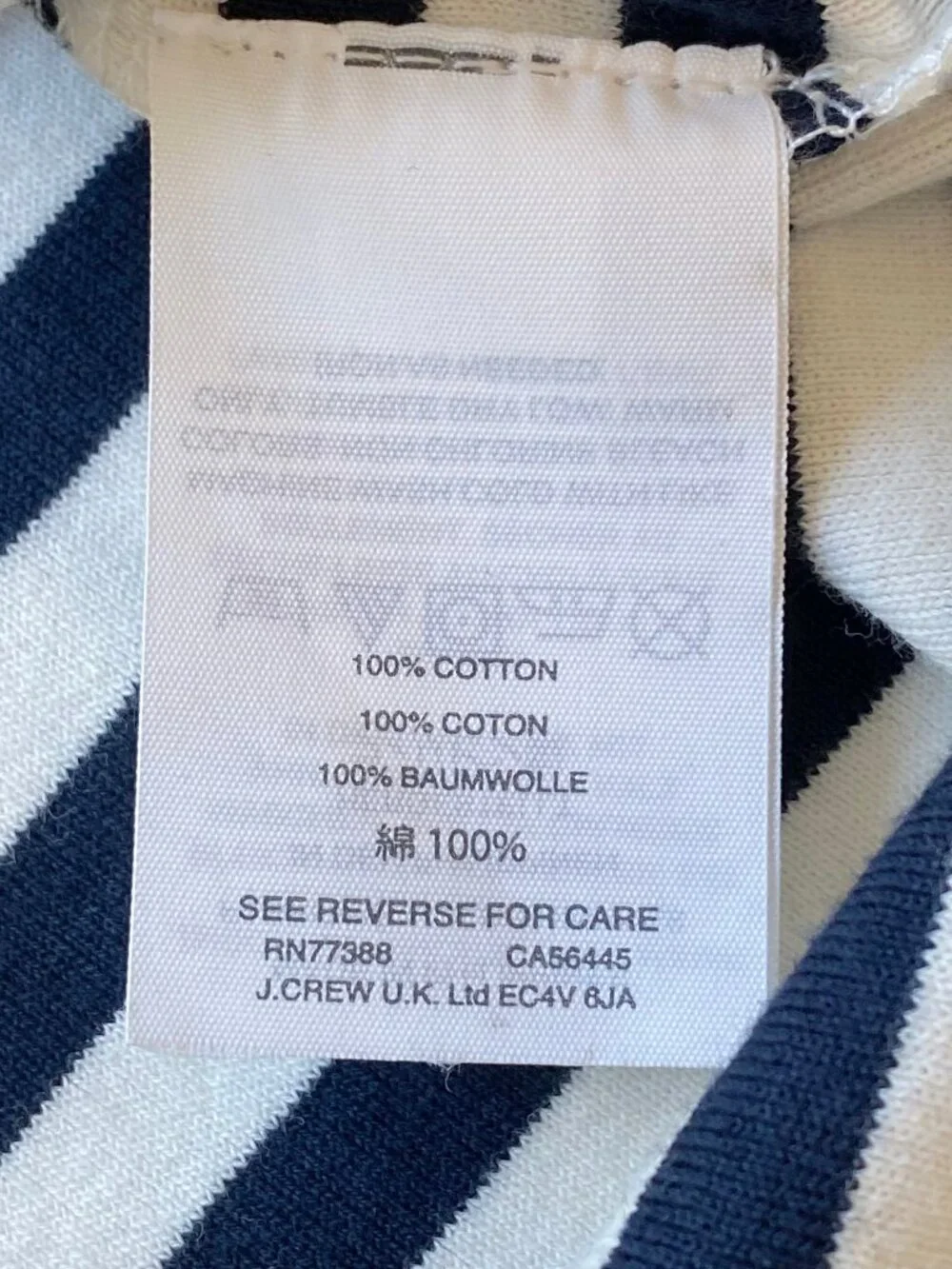 J.Crew Cotton Perfect Fit Striped Tee Black White XL